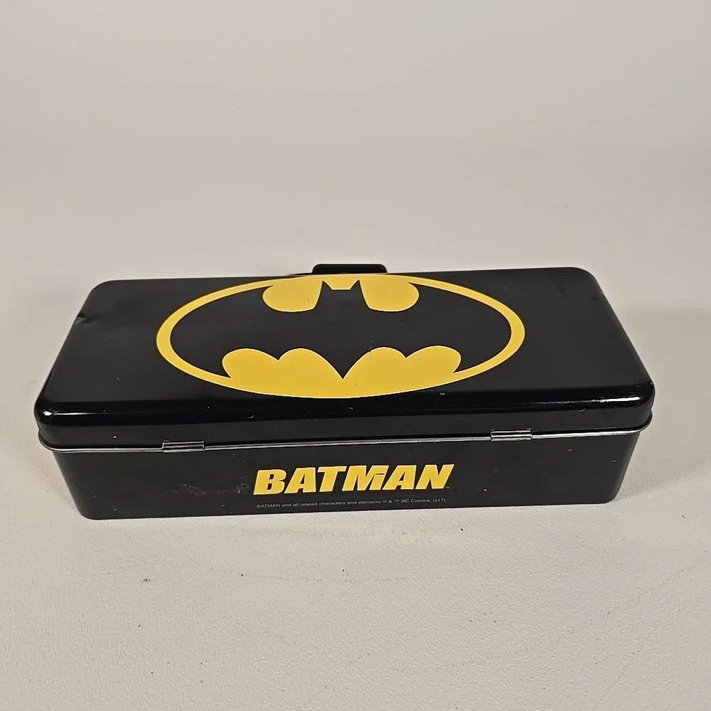 DC Comics Batman Black Tool Tin‎ Pencil/Pen Case with Handle Latch & Hinge